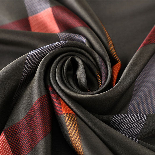 Silkaori™ – Foulard géométrique en soie satin long
