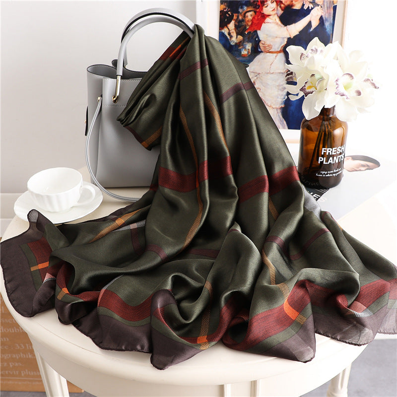 Silkaori™ – Foulard géométrique en soie satin long