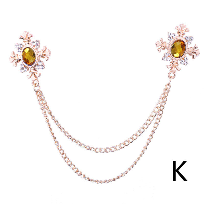 Liora™ – Broche col en strass avec franges personnalisable