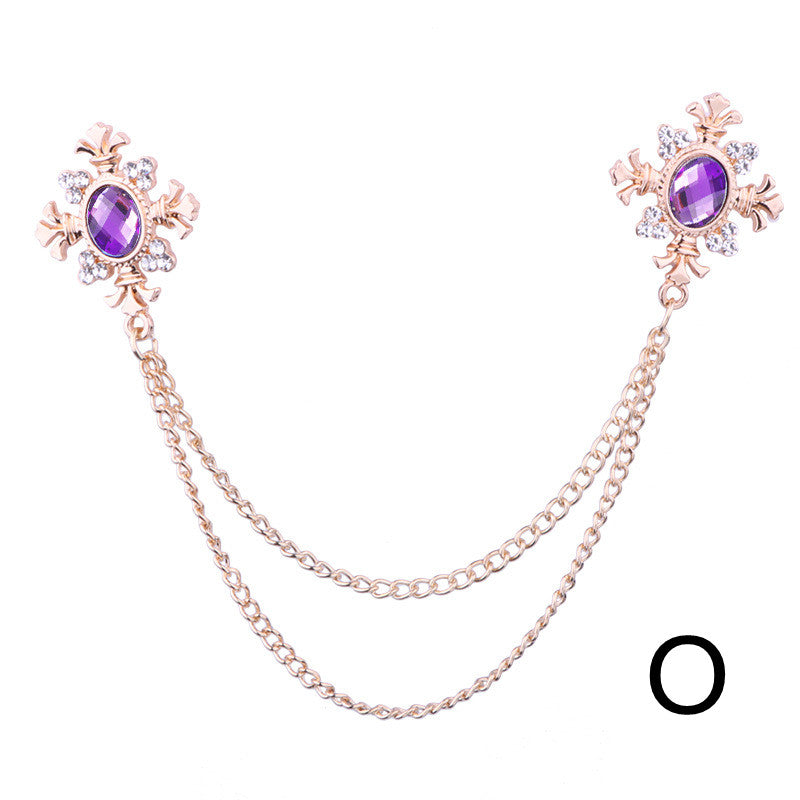 Liora™ – Broche col en strass avec franges personnalisable