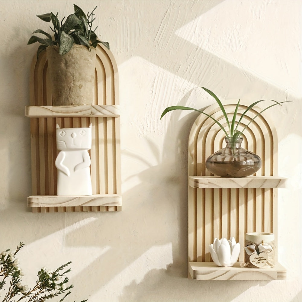 Linea™ – Lot de 2 étagères murales doubles en bois