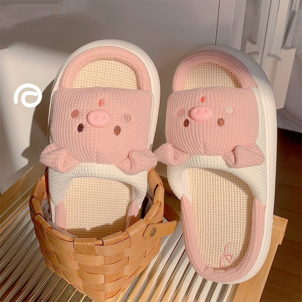 LinéaSoft™ – Chaussons d’Intérieur en Lin à Semelle Souple Antidérapante