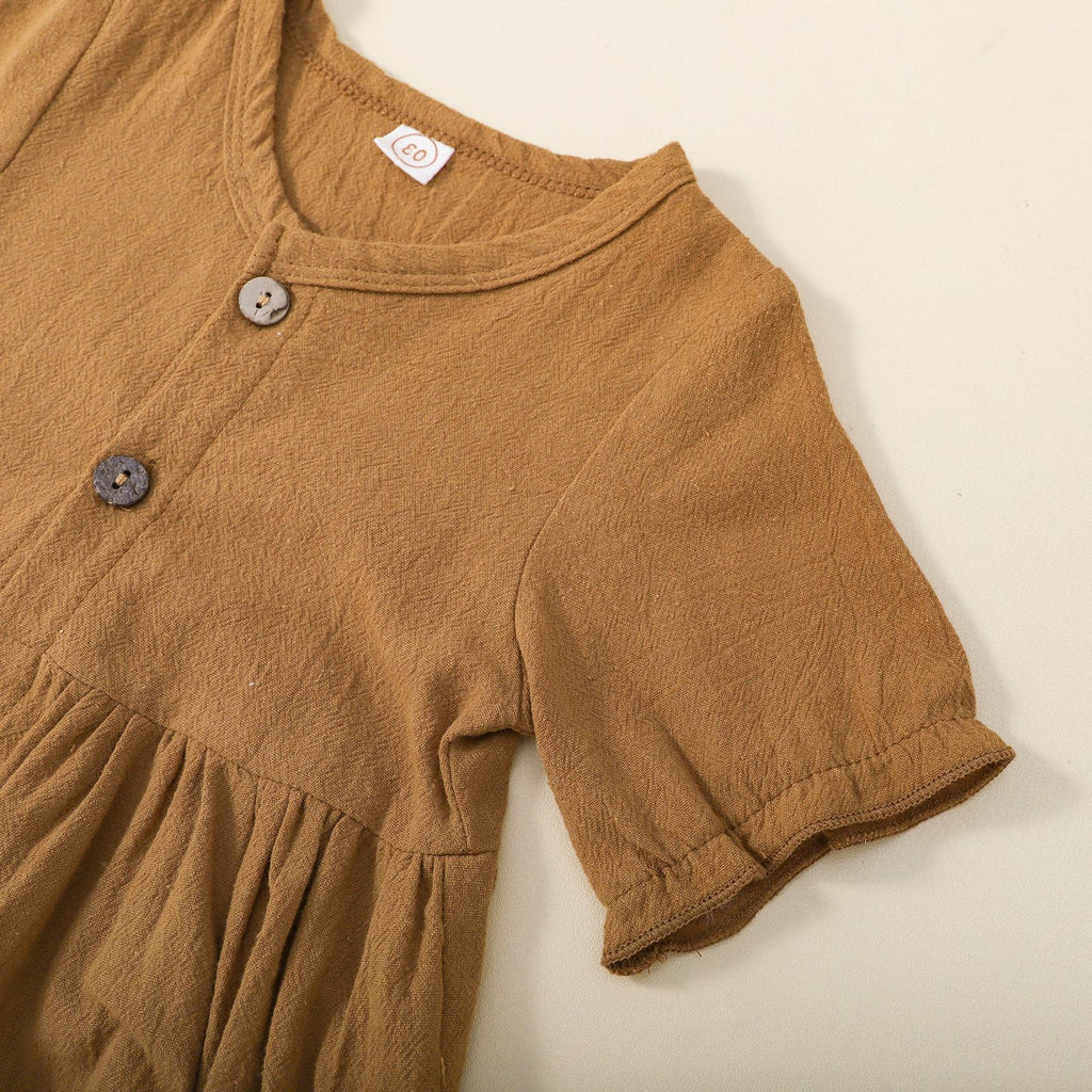 Lunella™ – Robe princesse d'été en coton & lin avec barrette