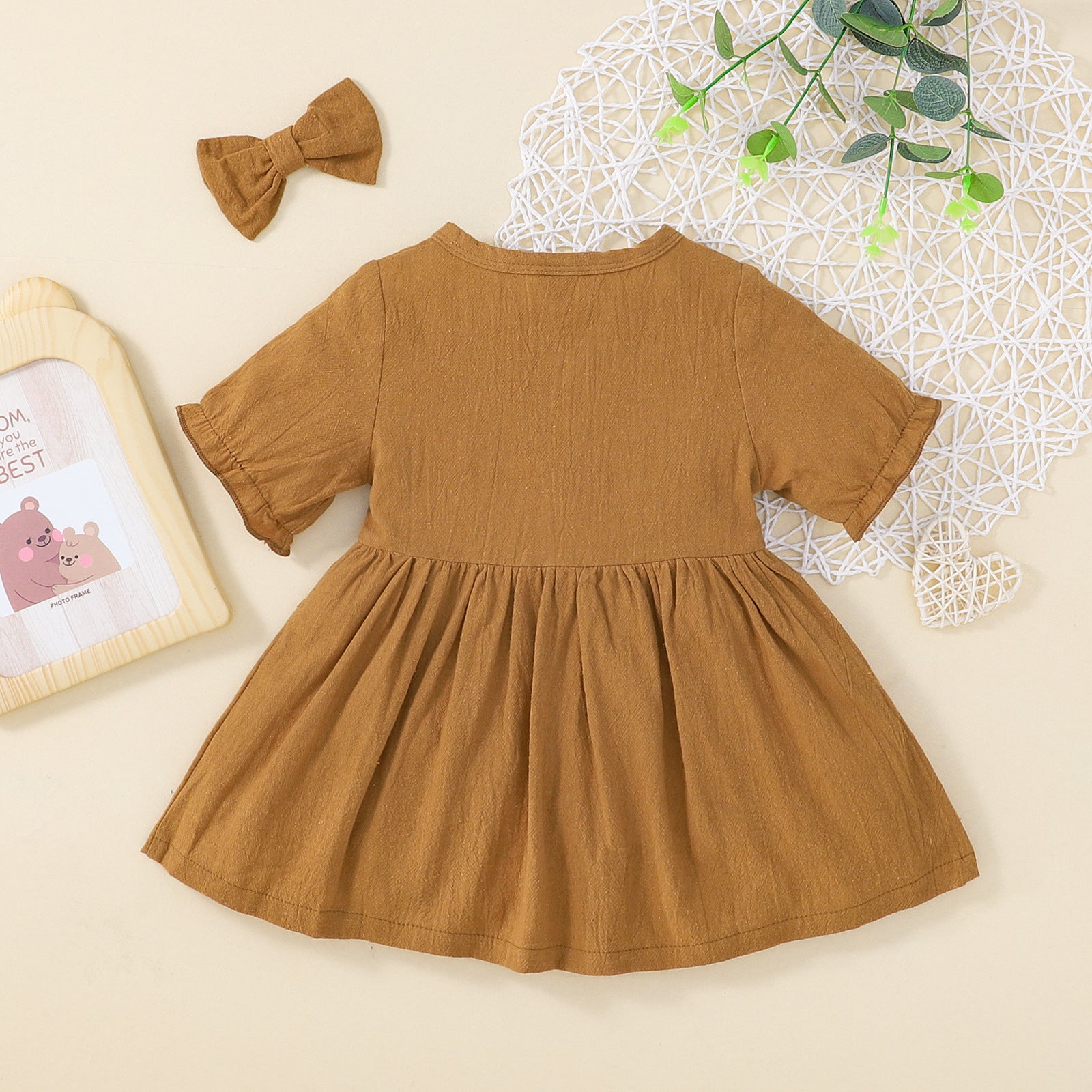 Lunella™ – Robe princesse d'été en coton & lin avec barrette