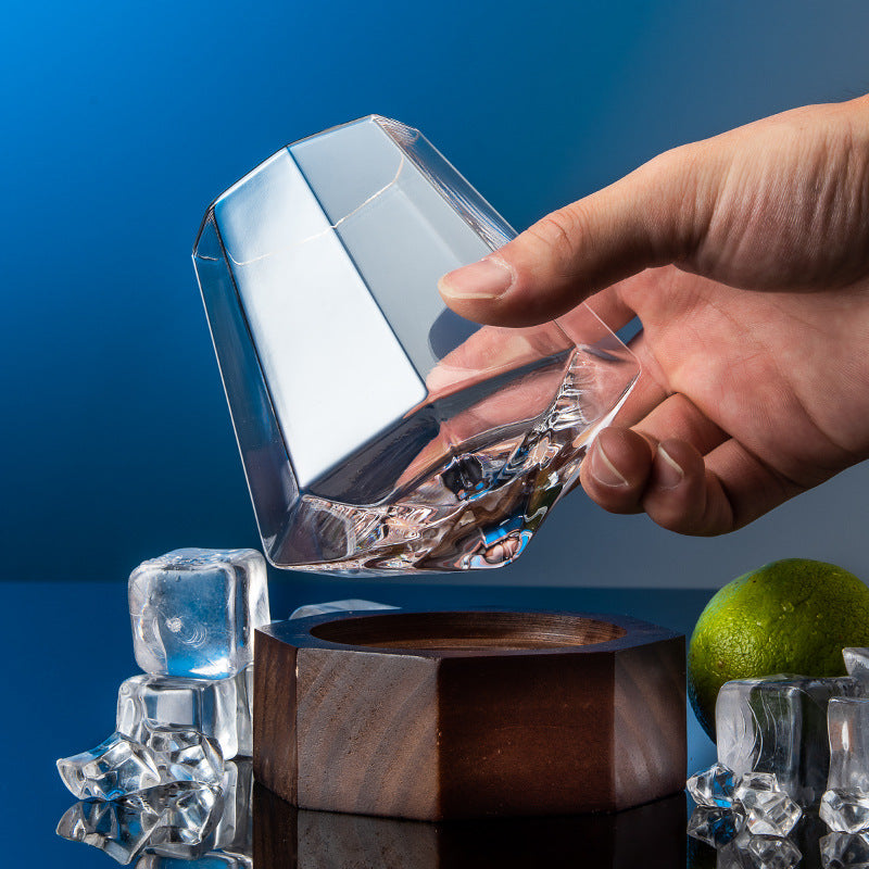 Aureon™ – Verre à dégustation en cristal rotatif avec socle bois